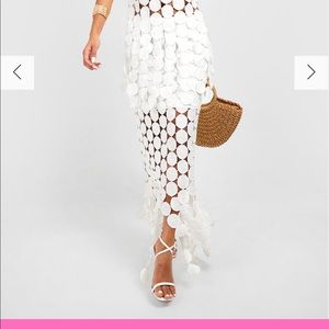 Boohoo Disk Crochet Asymmetric Maxi Skirt